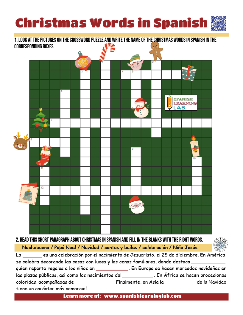 Christmas In Spanish Pdf Worksheet