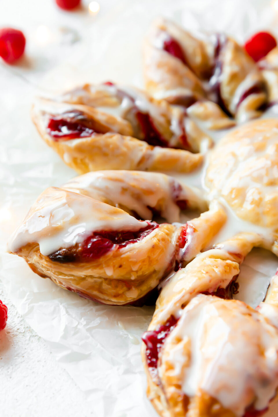 Christmas Kringle Puff Pastry Star With Spiced Raspberry Filling