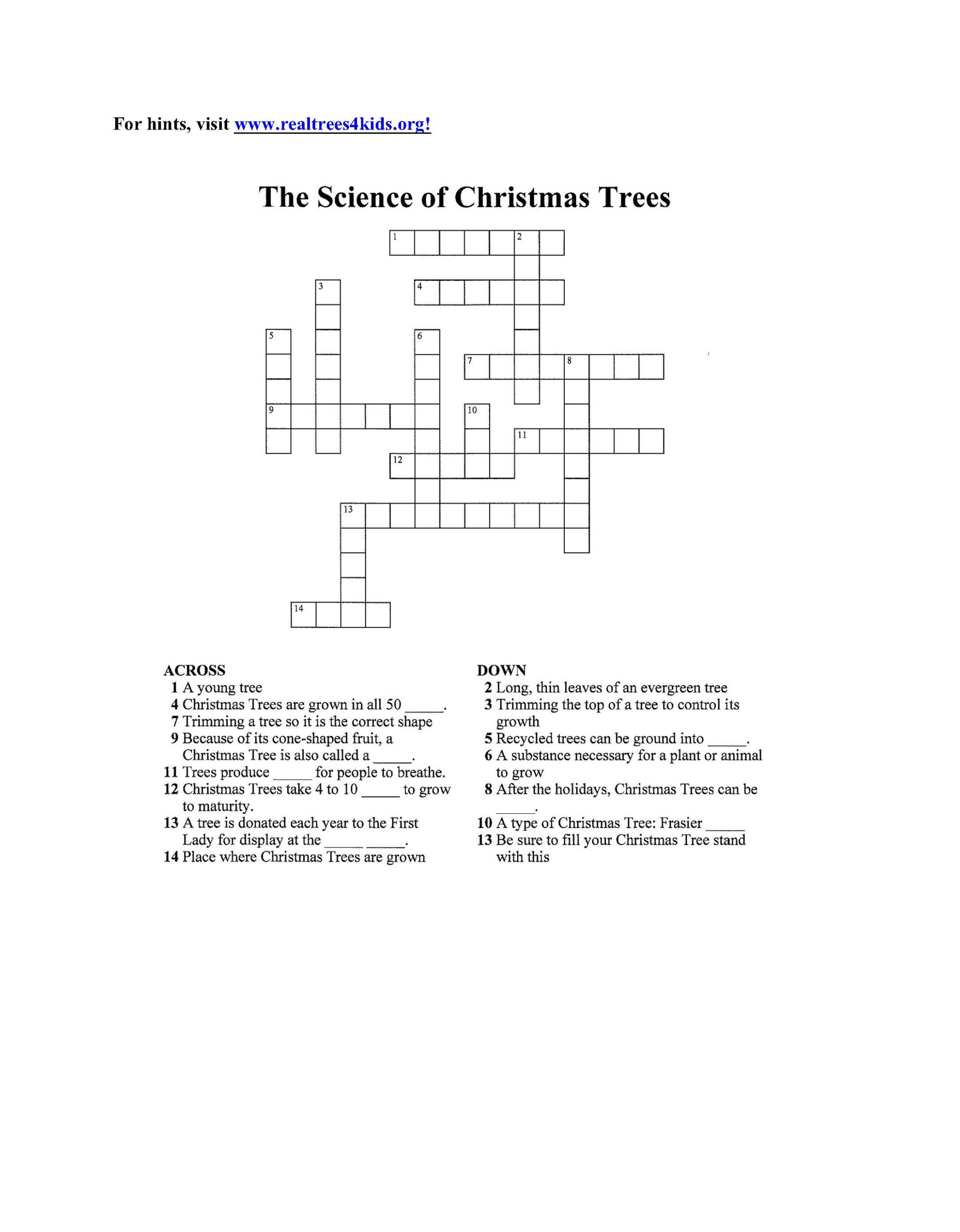 Christmas Tree Crossword Puzzle