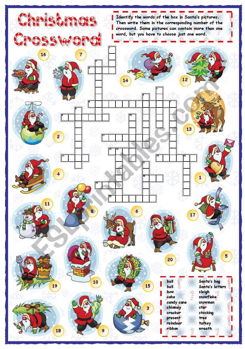 Christmas Vocabulary Crossword 145693