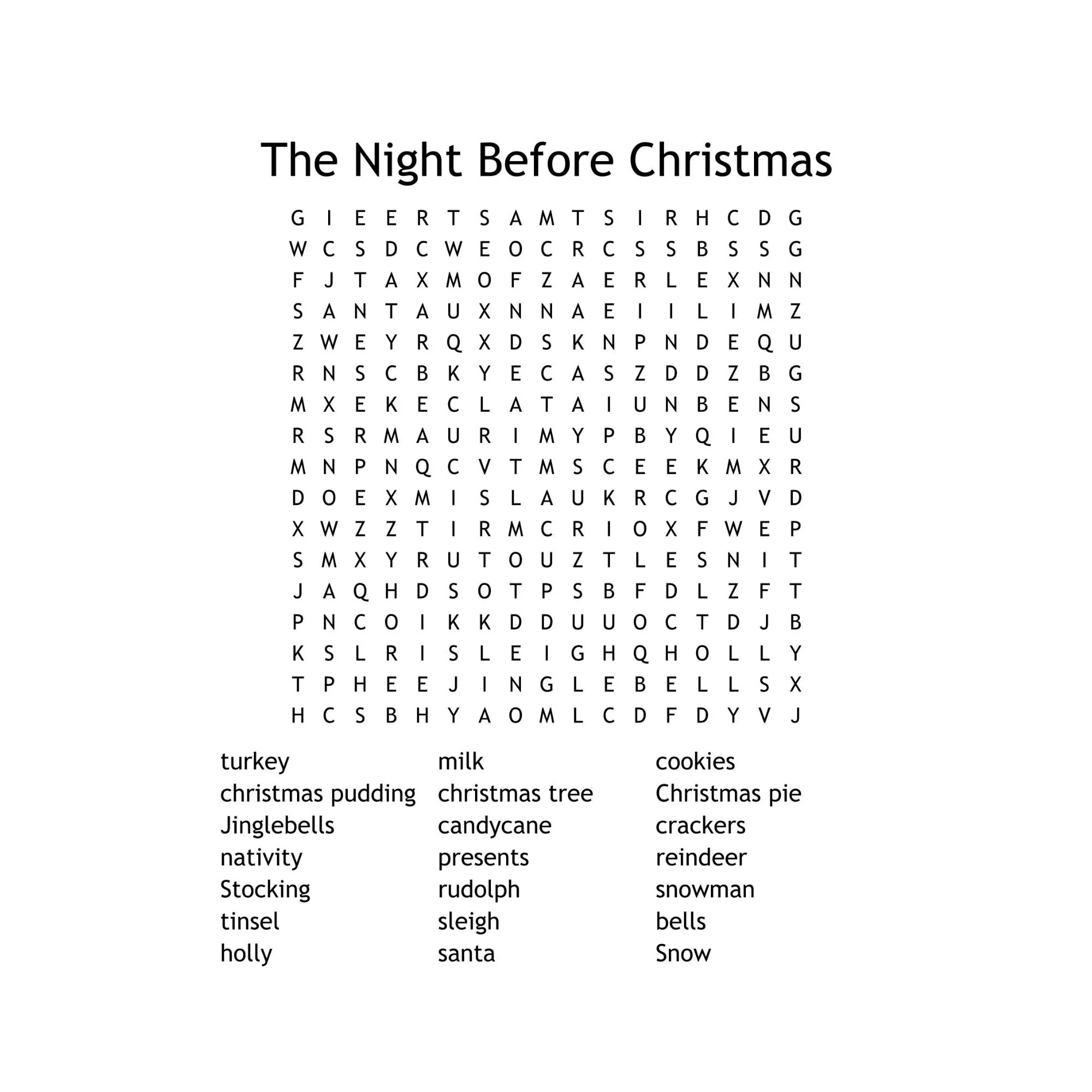 Christmas Word Search Printable Download