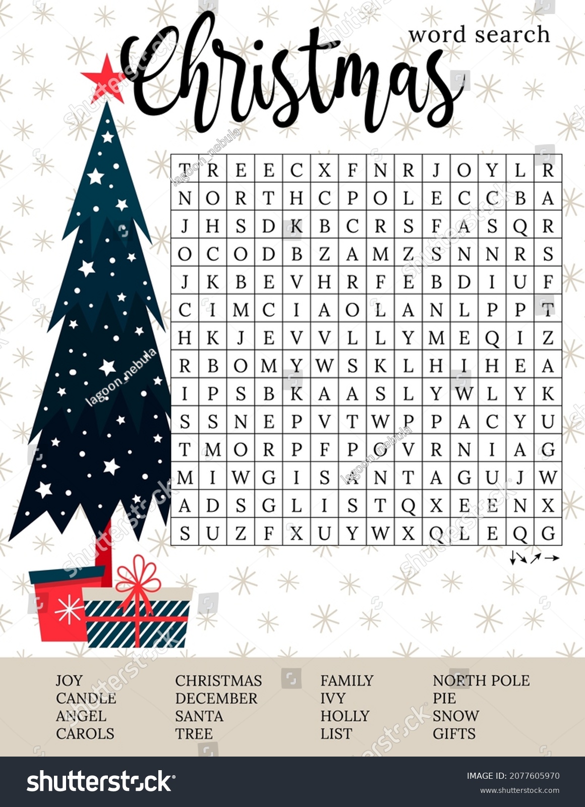 christmas words crossword puzzle