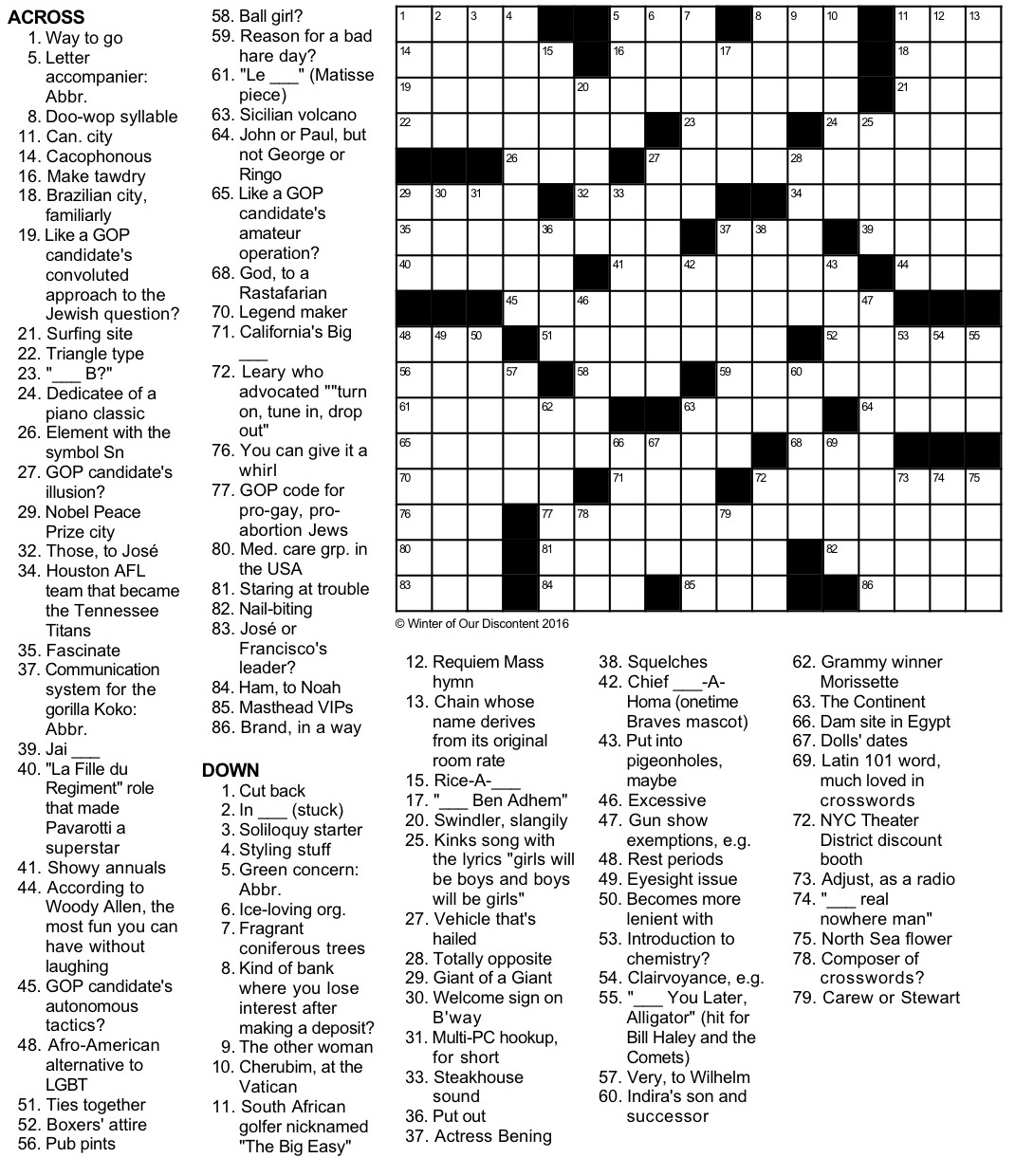 car crossword puzzles printable
