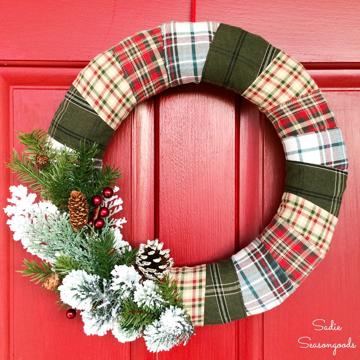 Cozy Door Decor Wrapped Flannel Holiday Wreath