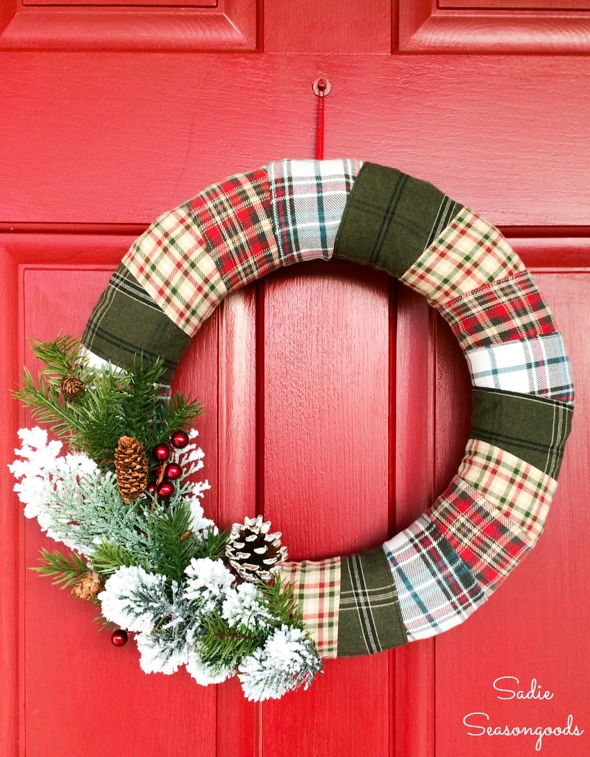 Cozy Door Decor Wrapped Flannel Holiday Wreath