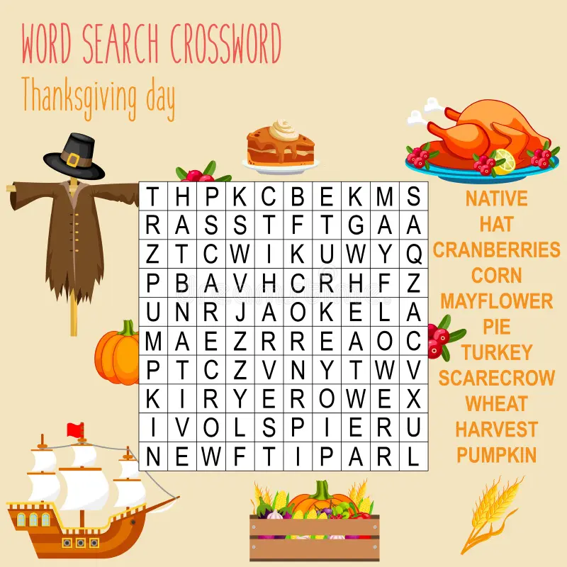 Cross Word Game Thanksgiving