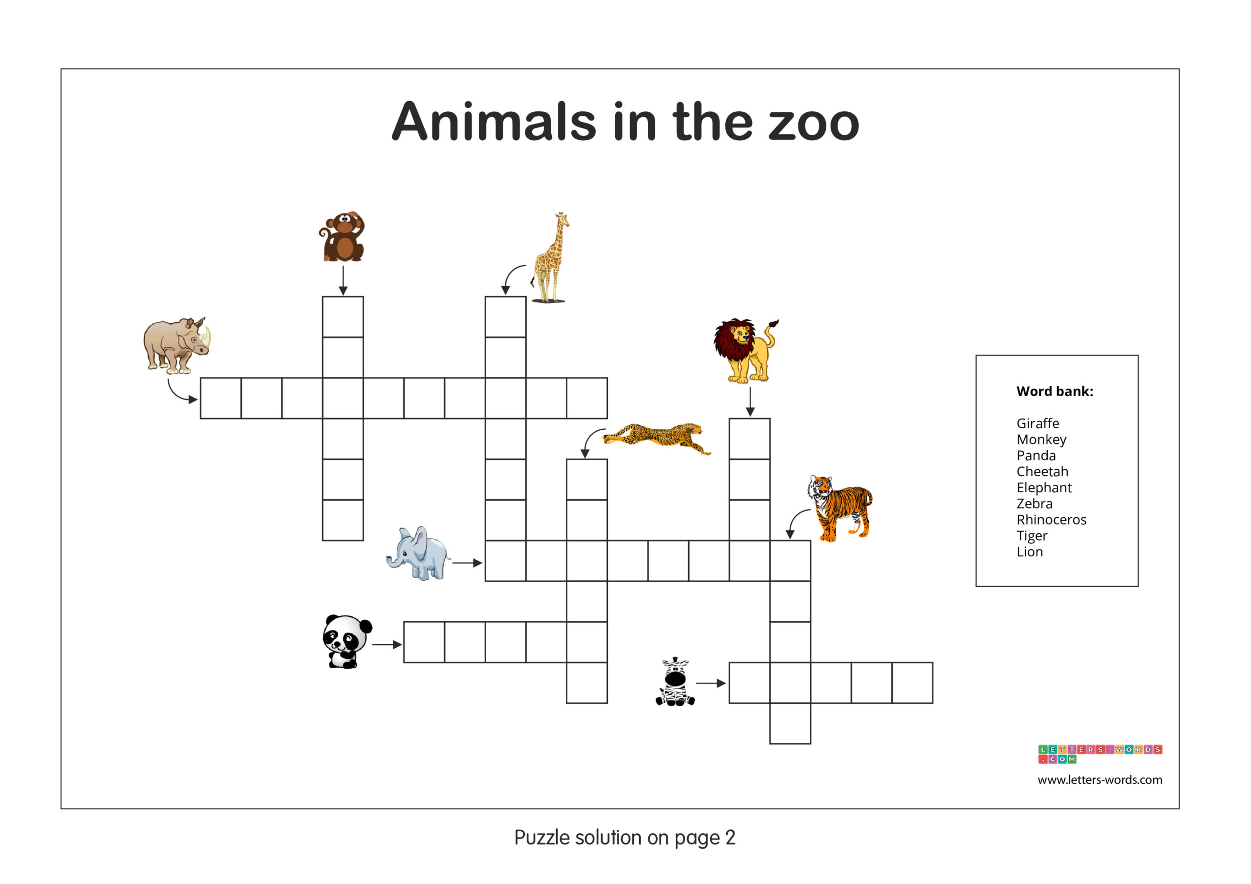 crossword puzzles for kindergarten free printable
