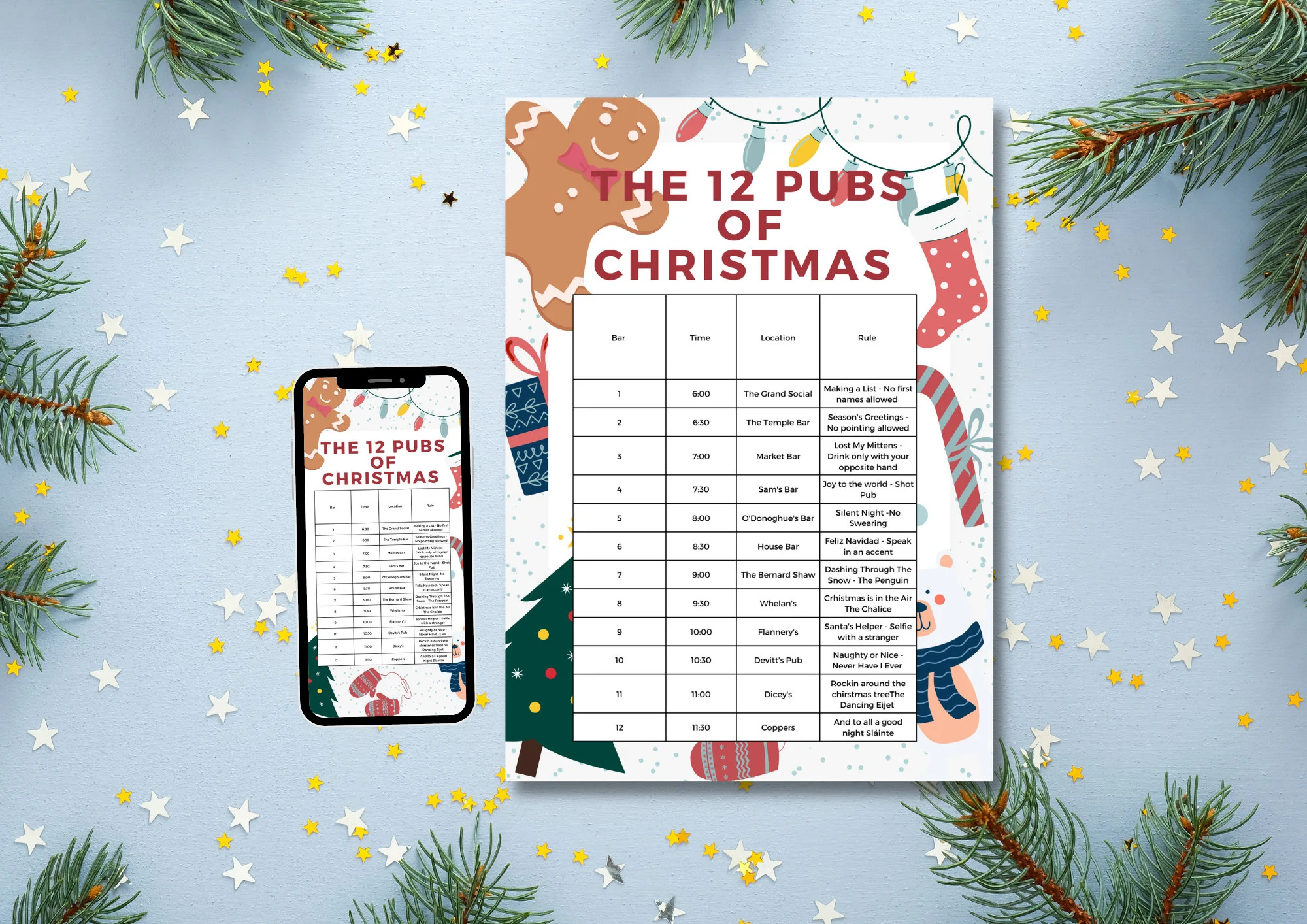 Custom 12 Pubs Of Christmas Pub Crawl