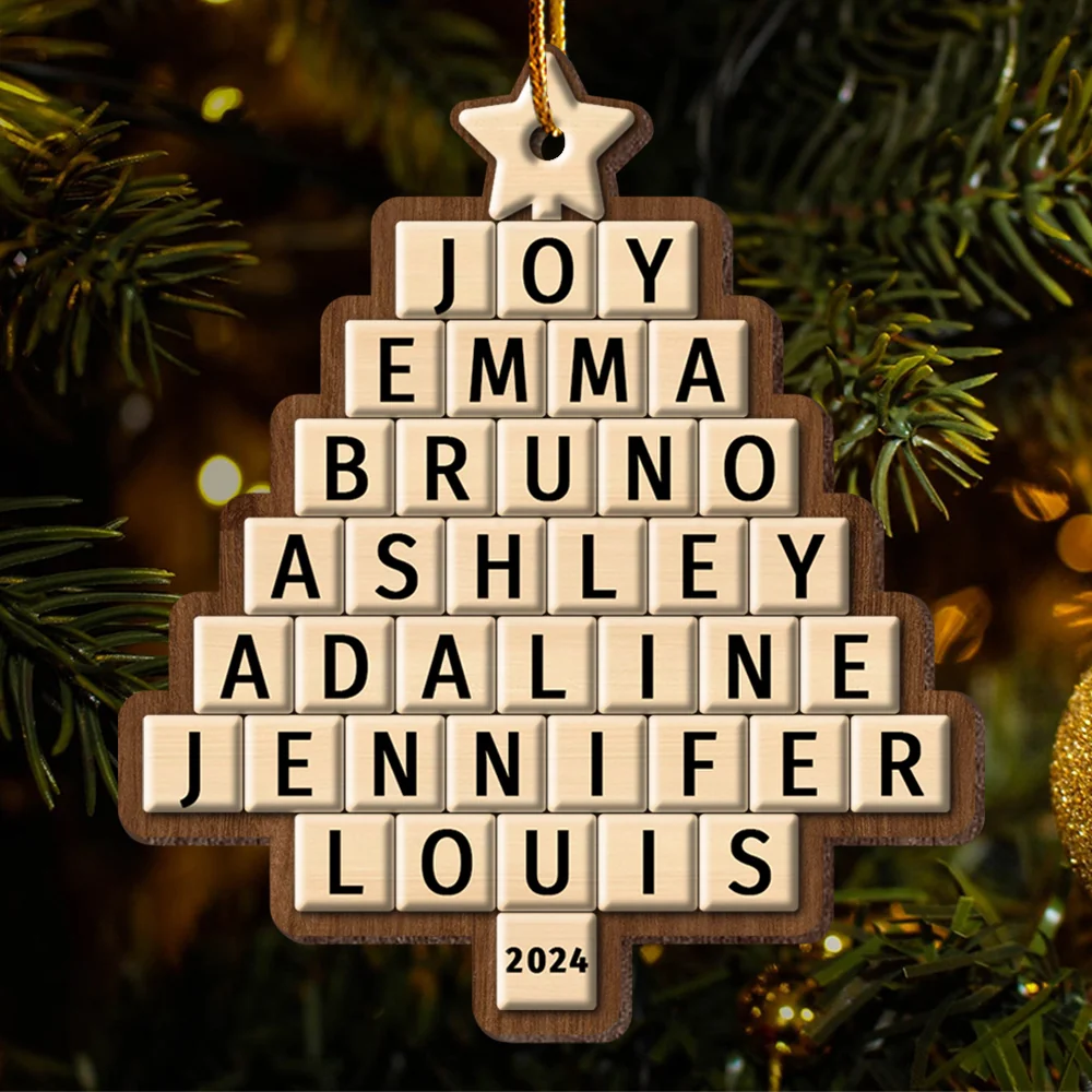Custom Crossword Puzzle Family Christmas Tree Ornament N3005 Vh01
