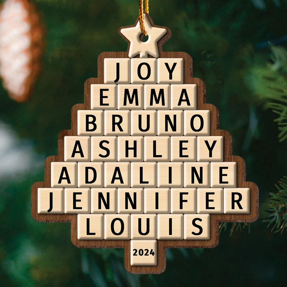 Custom Crossword Puzzle Family Christmas Tree Ornament N3005 Vh01