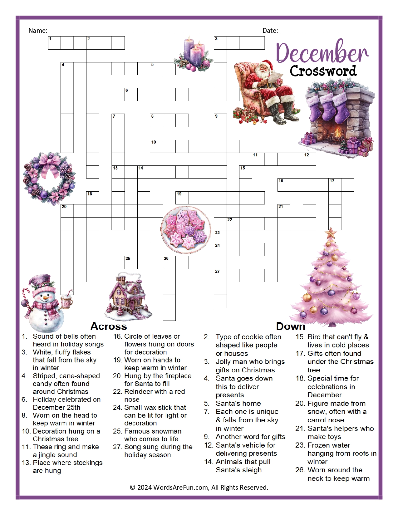 christmas candy shape crossword