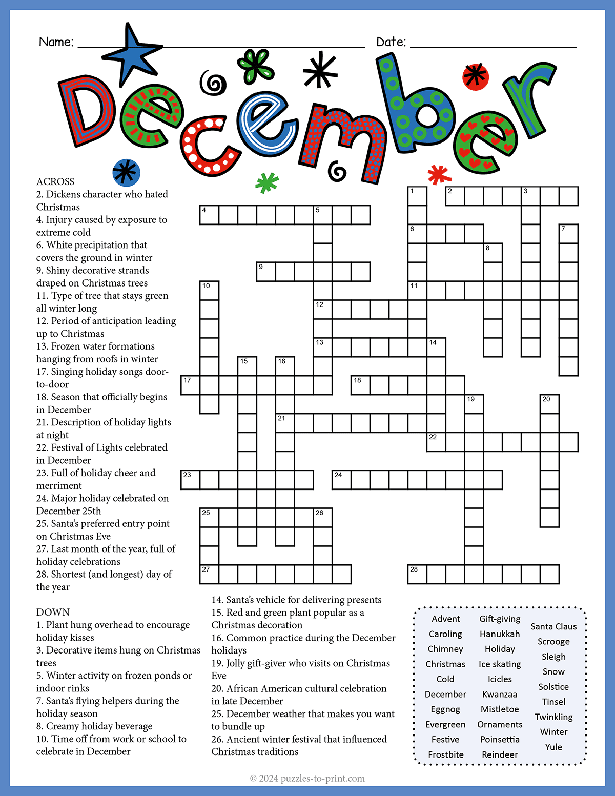 December Crossword shtml