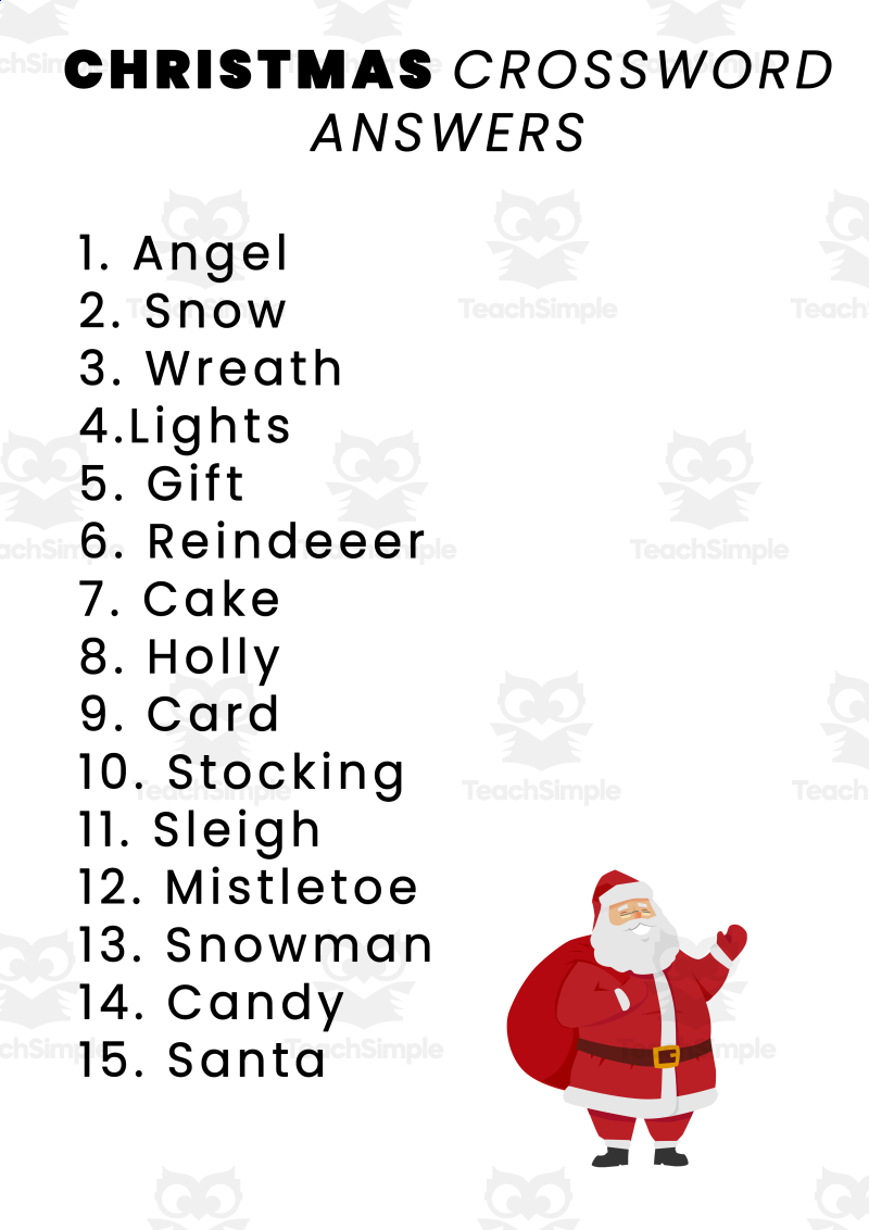 Differentiated Christmas Crossword For Esl Learners