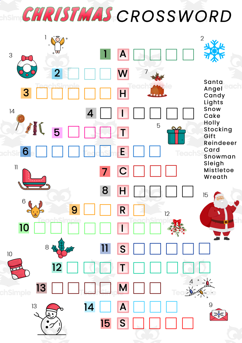 Differentiated Christmas Crossword For Esl Learners