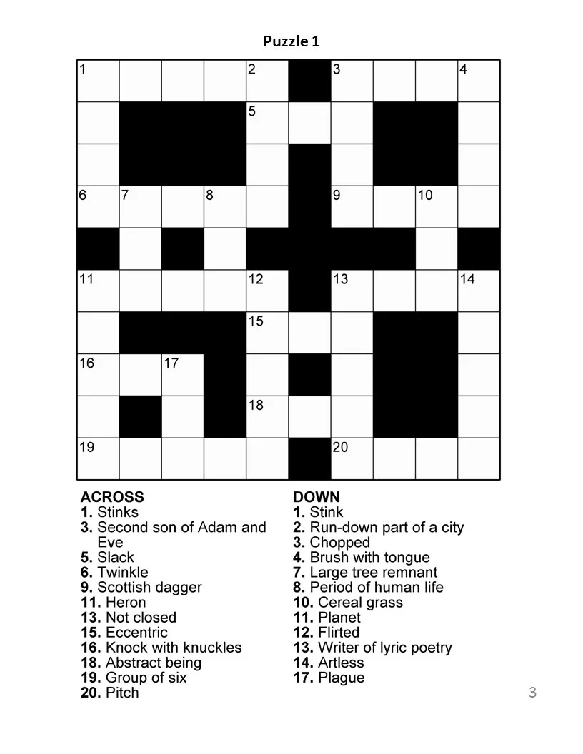 general knowledge free easy printable crossword puzzles for adults