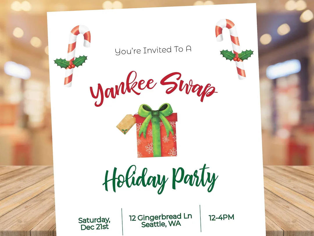 Digital Yankee Swap Party Invitation