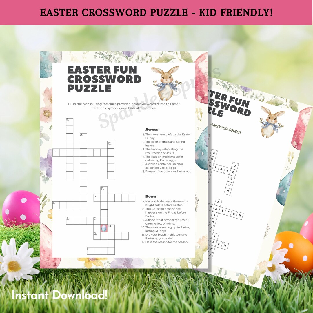 Easter Crossword Puzzle For Kids And