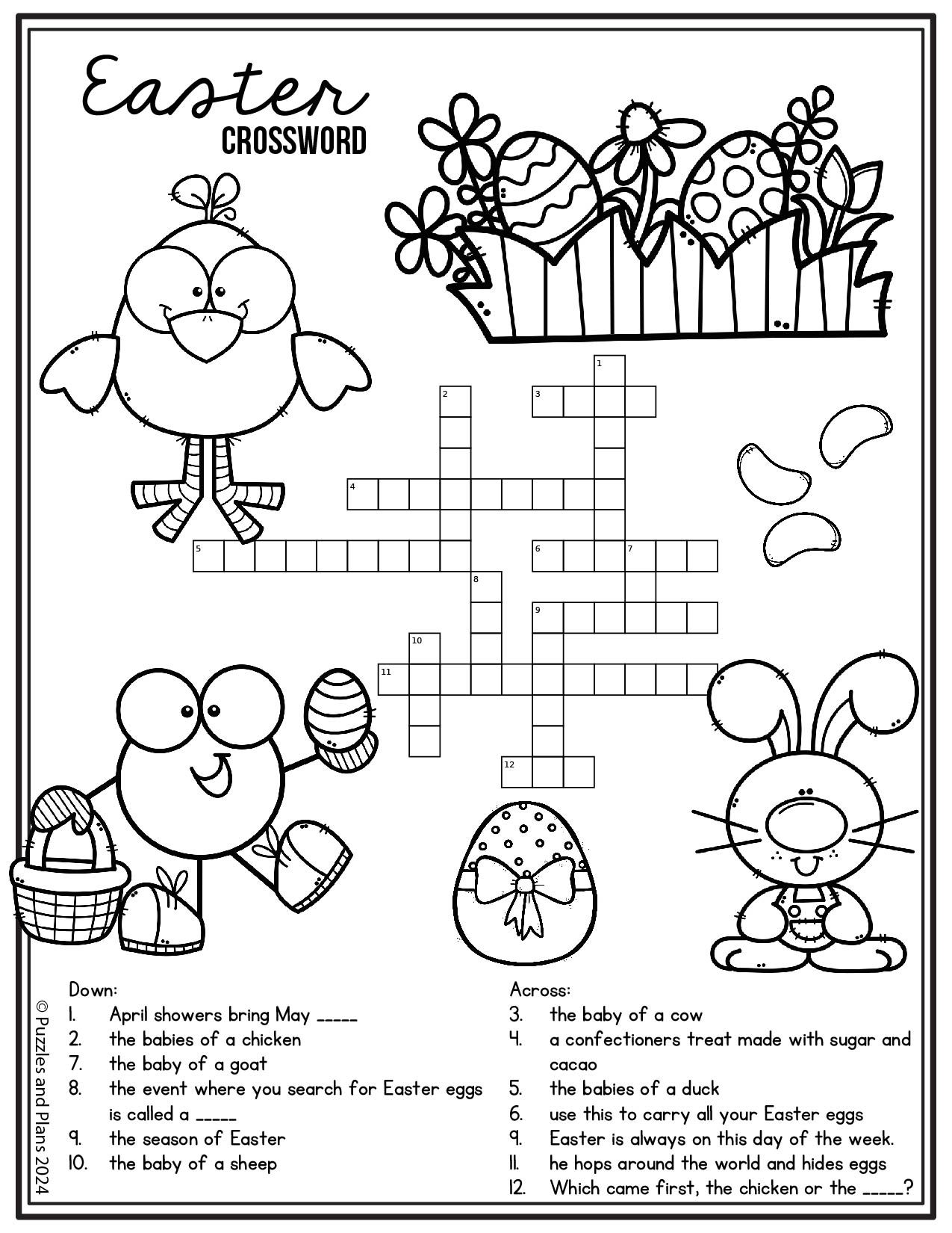 Easter Crossword Puzzle For Kids
