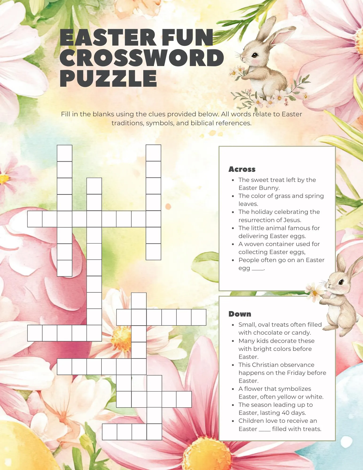 Easter Crossword Puzzle Printable