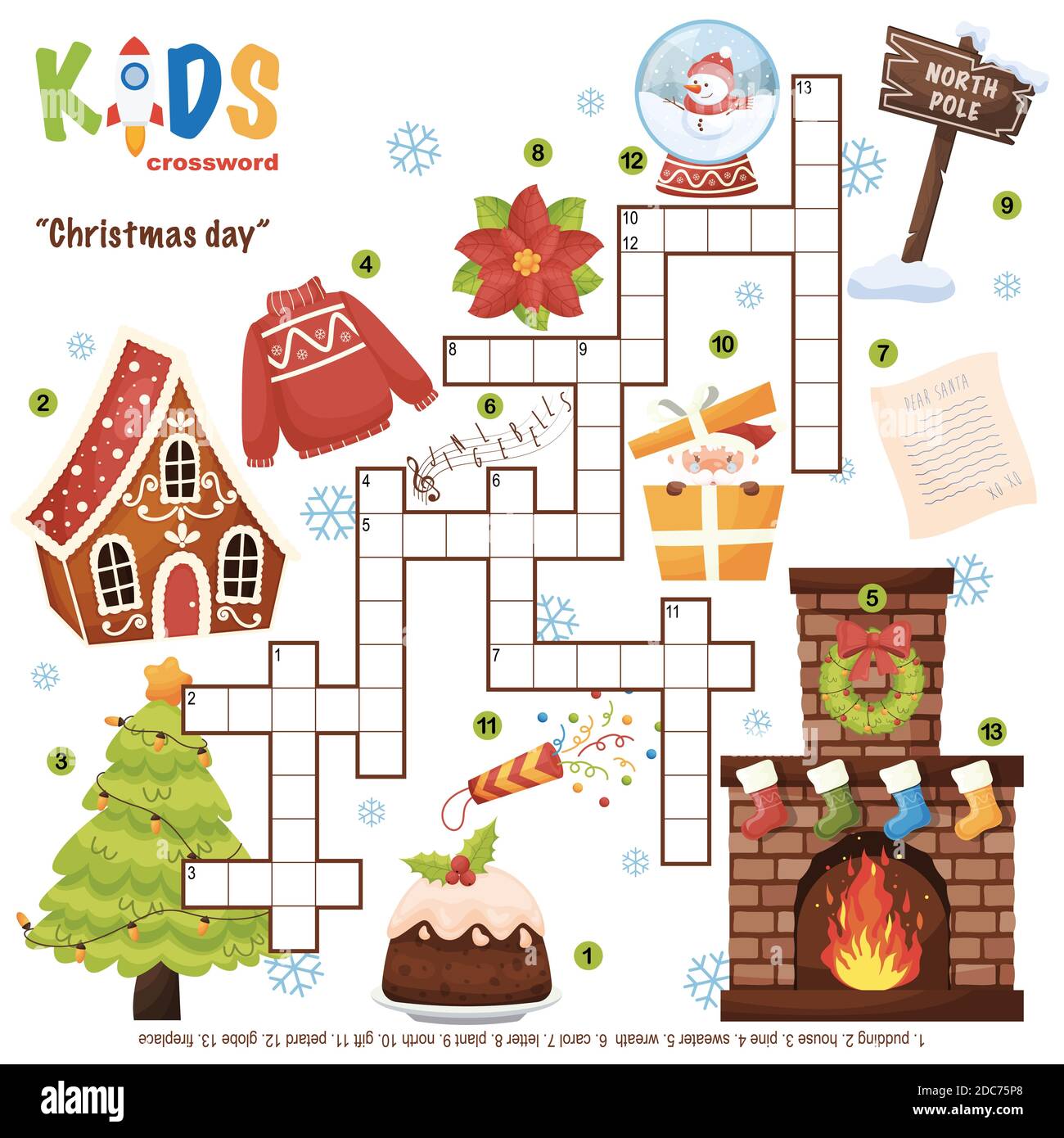 Easy Crossword Puzzle Christmas Day For Children In Elementary Primary And Middle School Fun Way To Practice Language Comprehension And Expand Vo Image386162176