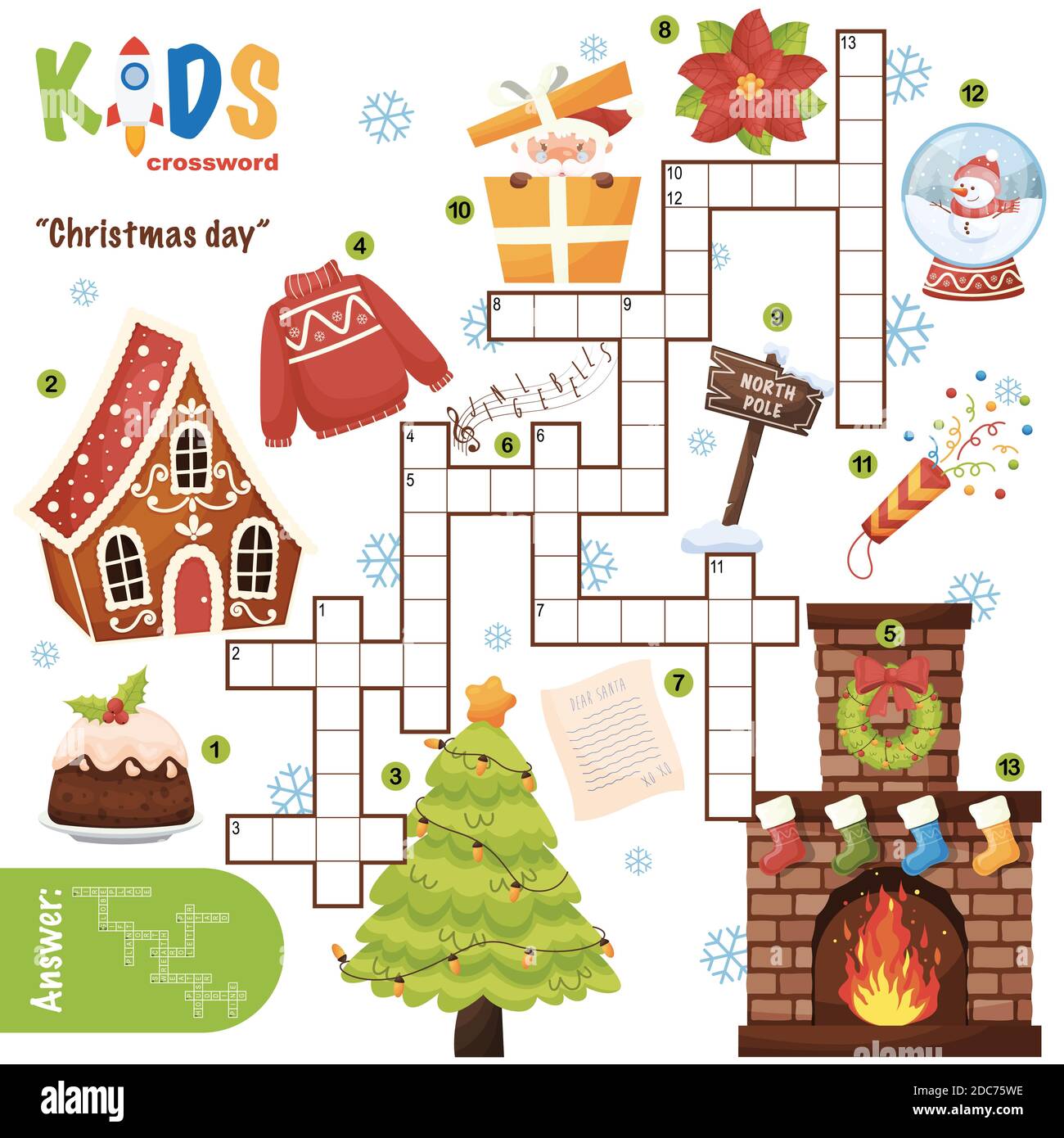 Easy Crossword Puzzle Christmas Day For Children In Elementary Primary And Middle School Fun Way To Practice Language Comprehension And Expand Vo Image386162266