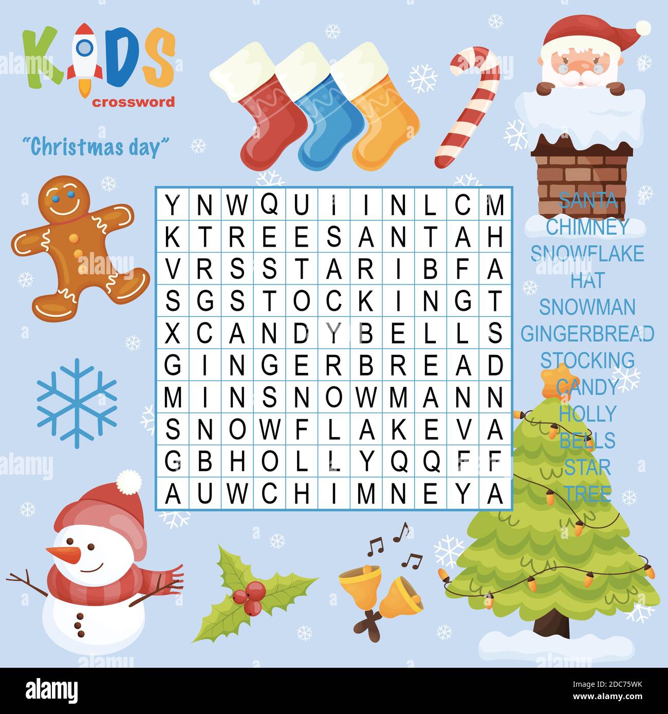 Easy Word Search Crossword Puzzle Christmas Day For Children In Elementary Primary And Middle School Fun Way To Practice Language Comprehension A Image386162271