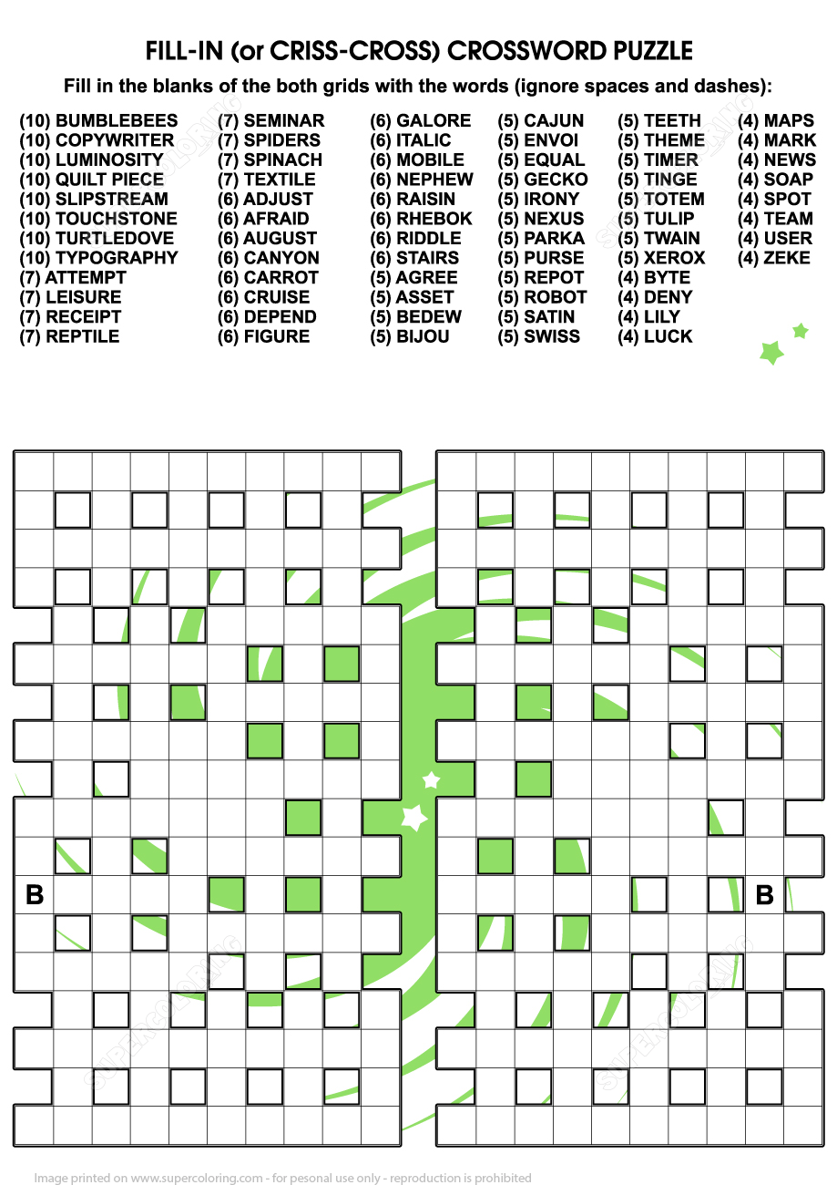 Fill In Crossword Criss Cross Puzzle Fill In Crossword Criss Cross Puzzle
