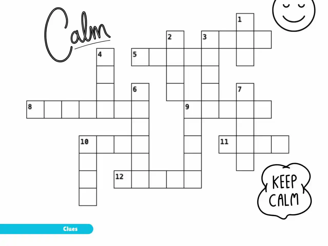 Free Calm Words Crossword Puzzle Printable Relaxation Activity For Kids
