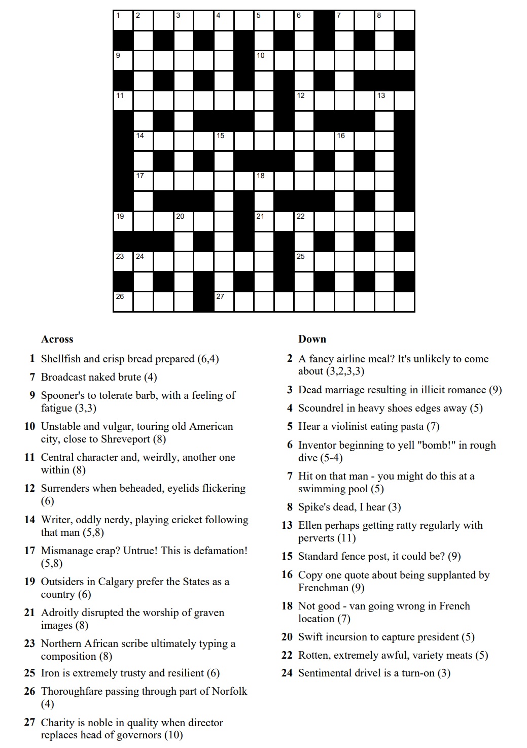 Free Cryptic Crosswords