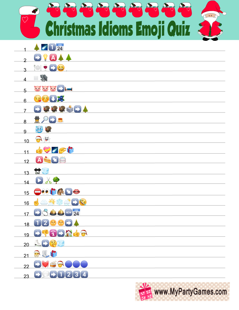 Free Printable Christmas Idioms Emoji Quiz With Answer Key