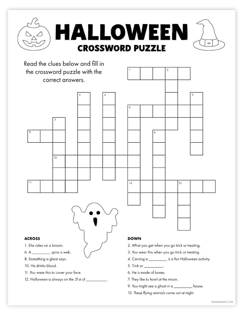 Free Printable Halloween Crossword Puzzle