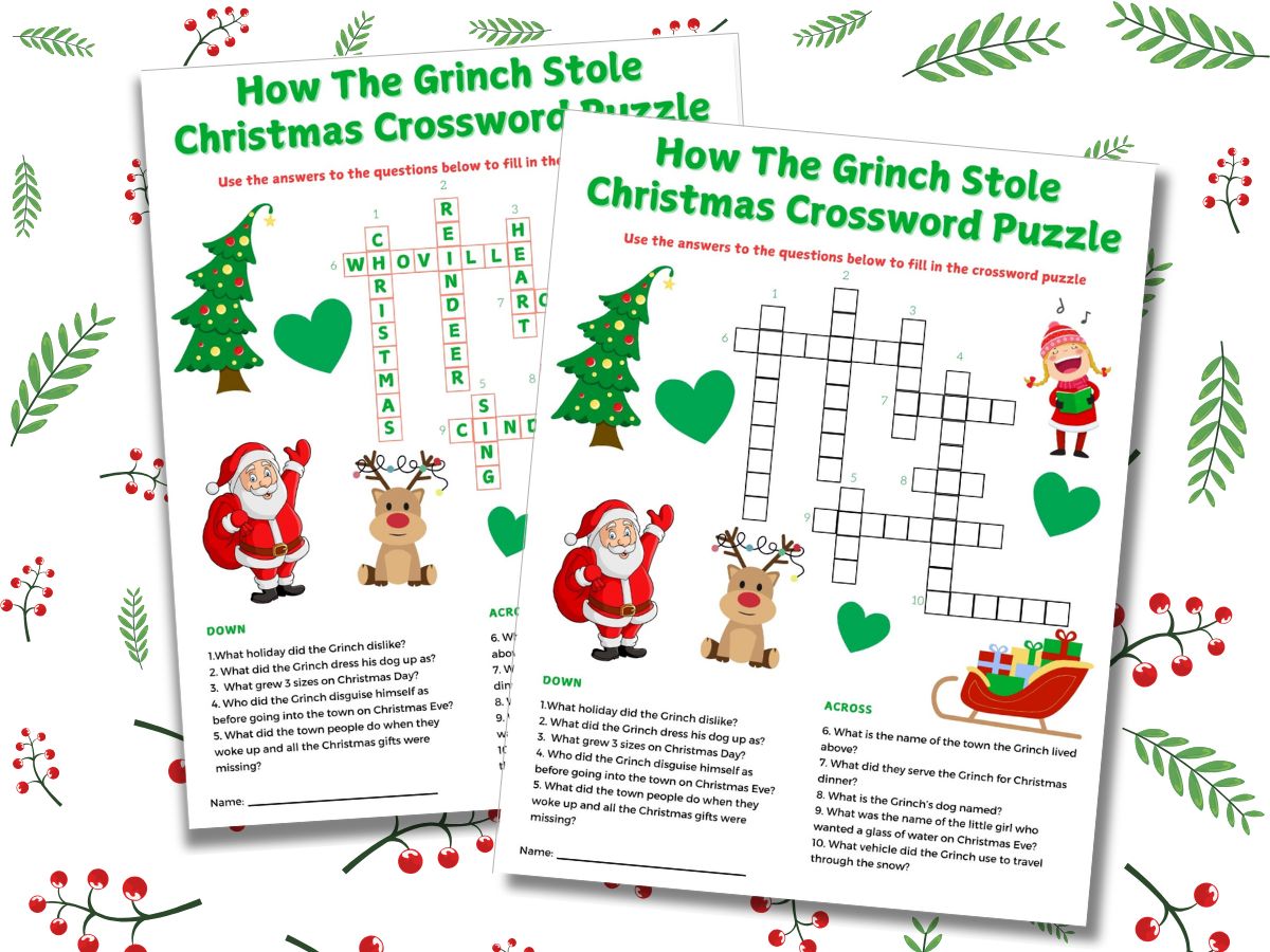 how the grinch stole christmas crossword puzzle answer key