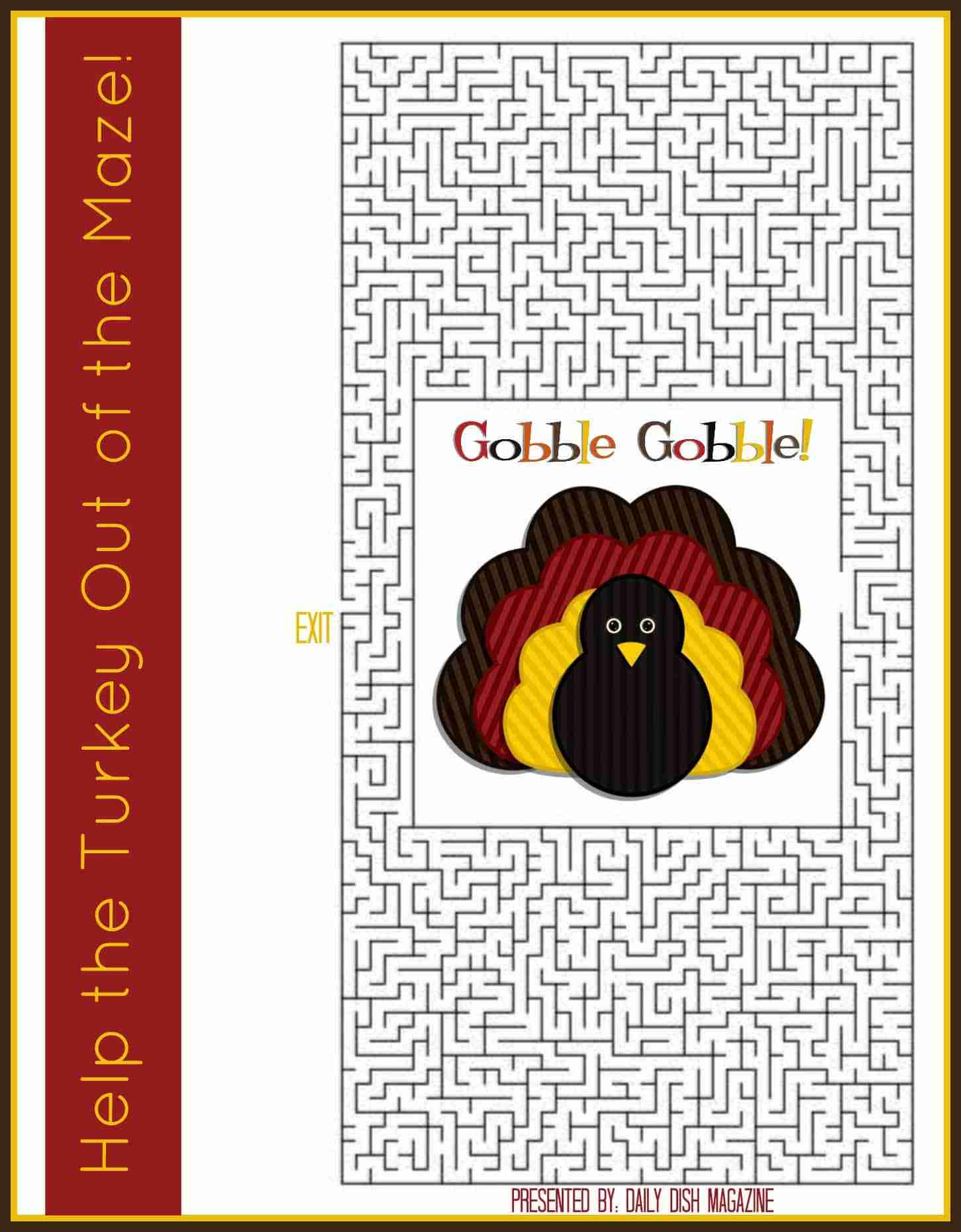 Free Thanksgiving Puzzles Word Search Maze Printable