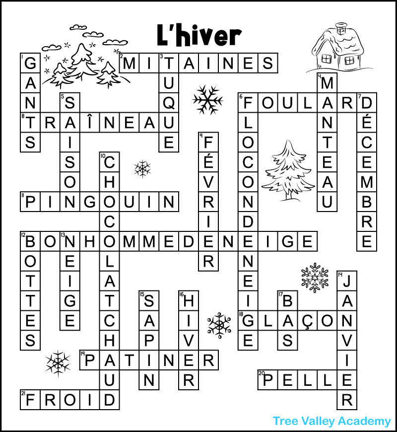 French Winter Crossword
