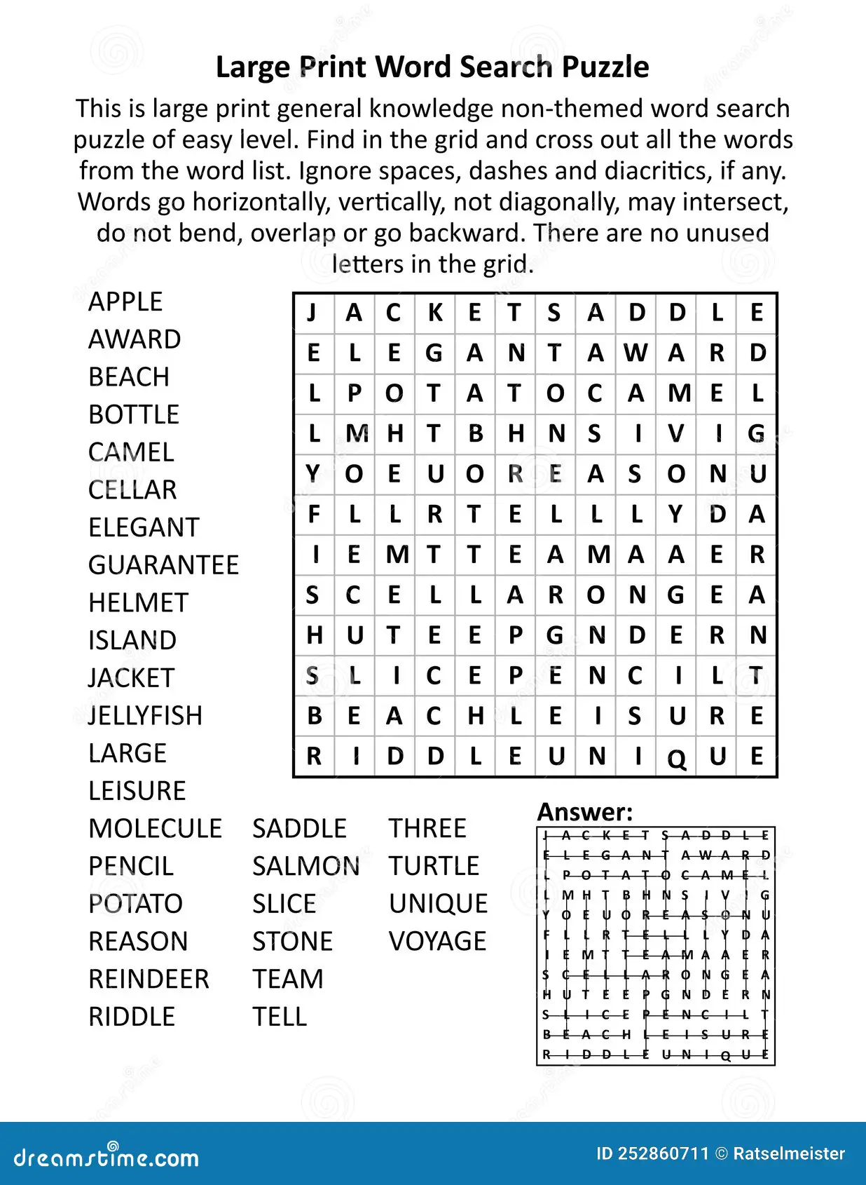 General Knowledge Word Search Puzzle Easy Level Family Friendly Large Print Suitable Seniors Grown Ups Children Answer Image252860711