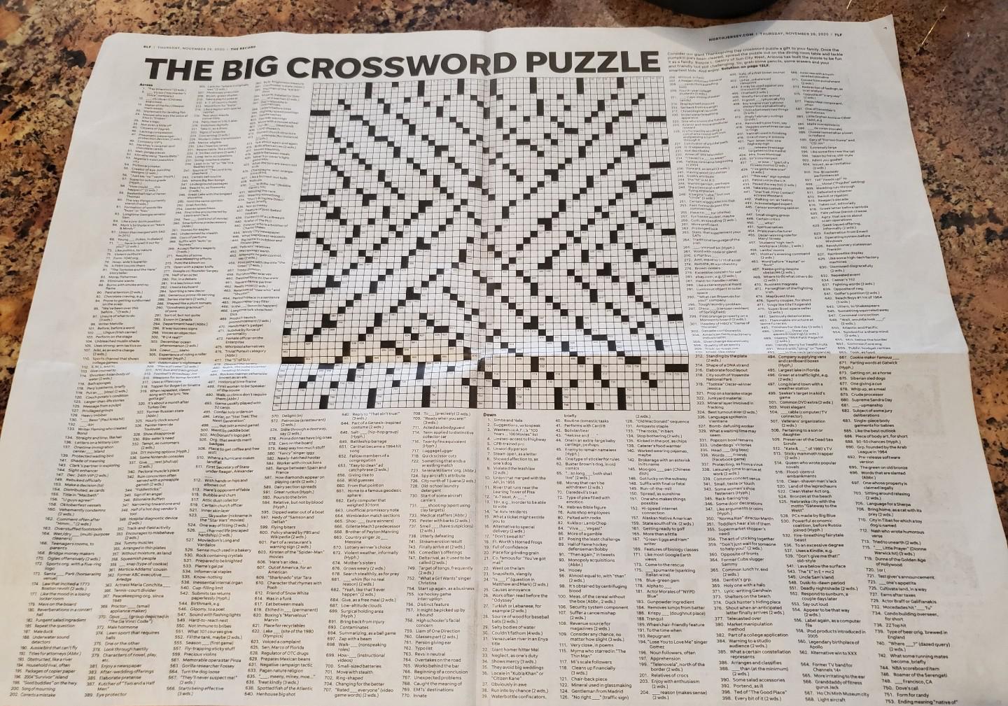 Giant Crossword Puzzle In Our Local Paper Every