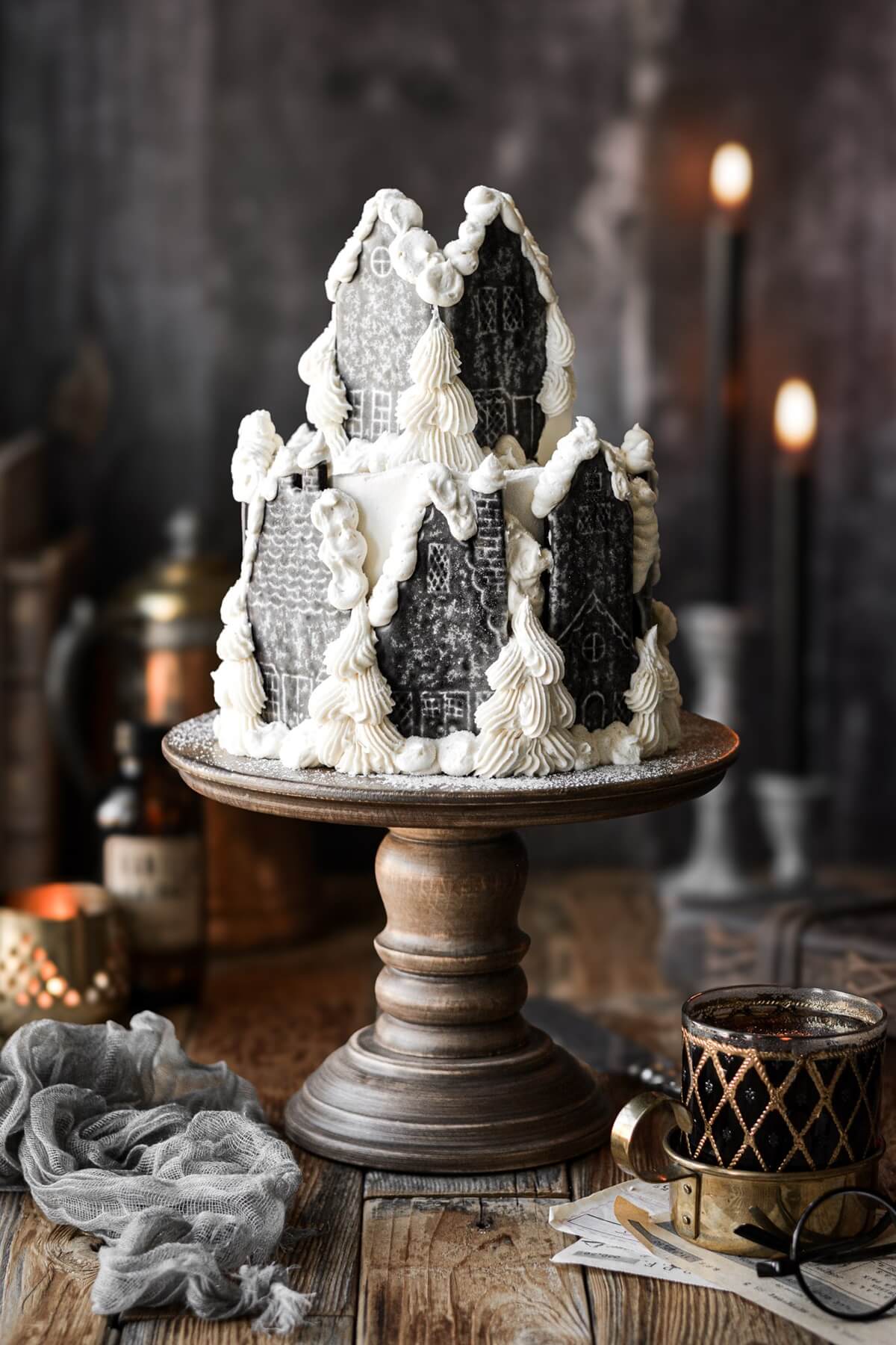 Gingerbread Village Cake Iced Chocolate Shortbread