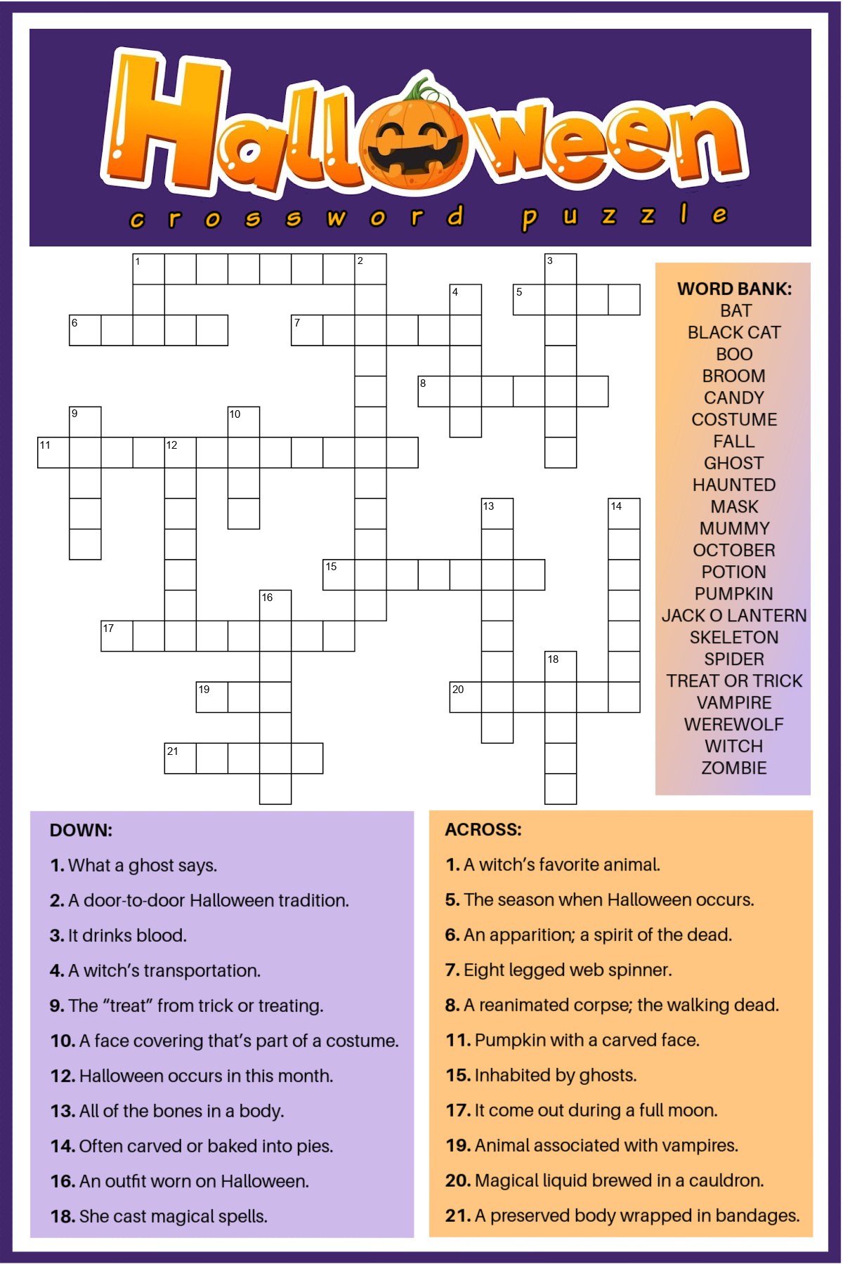 Halloween Crossword Puzzle