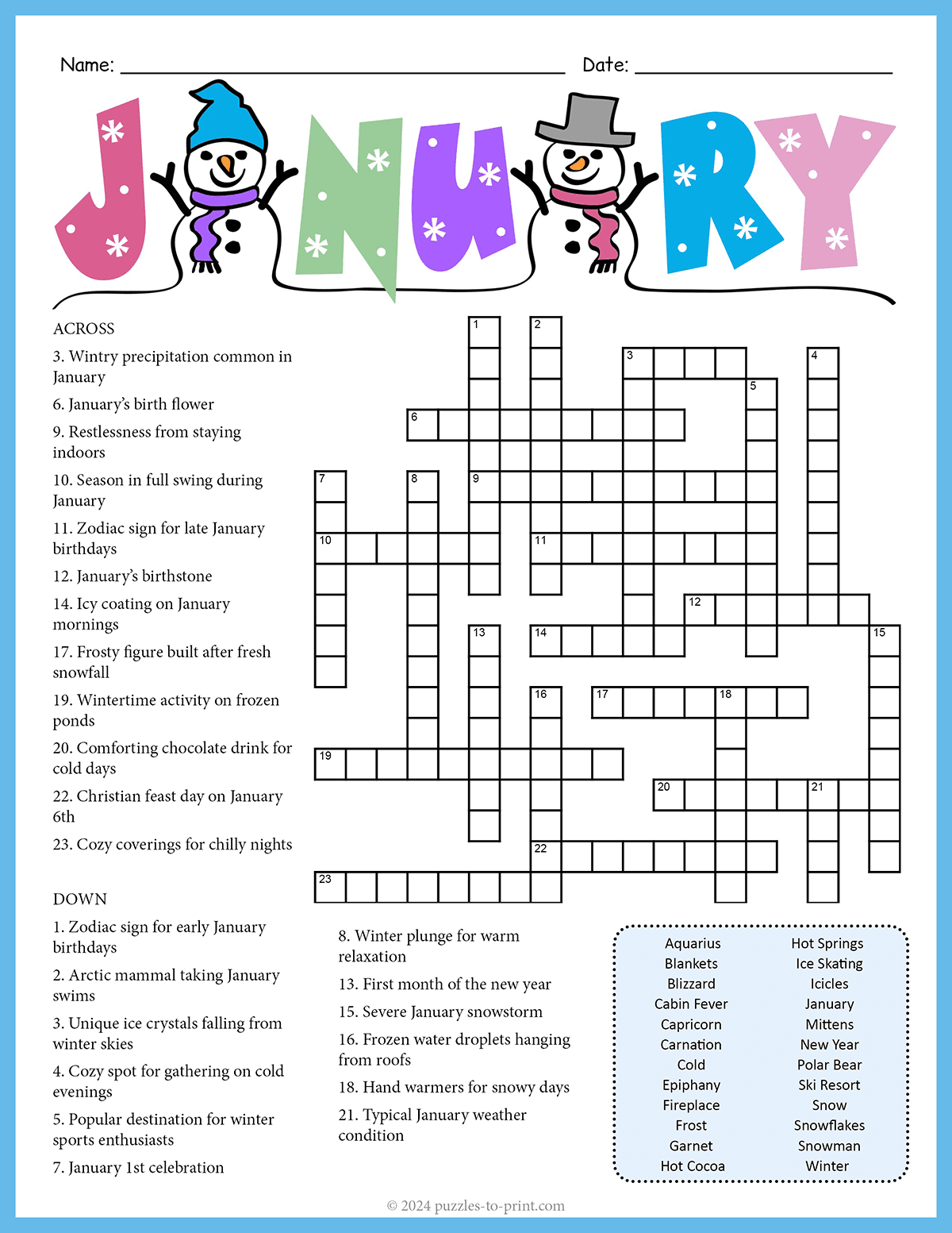 January Crossword shtml