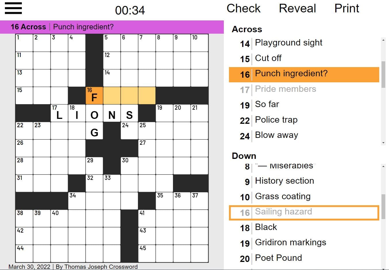 Joseph Crossword Kingsfeatures
