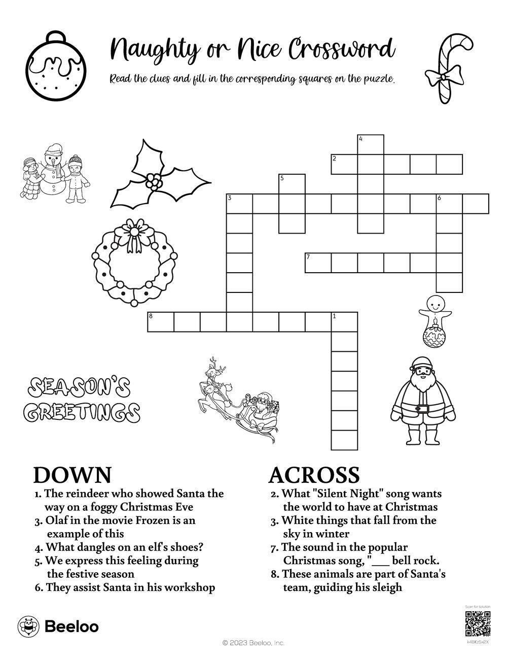 popular christmas song crossword