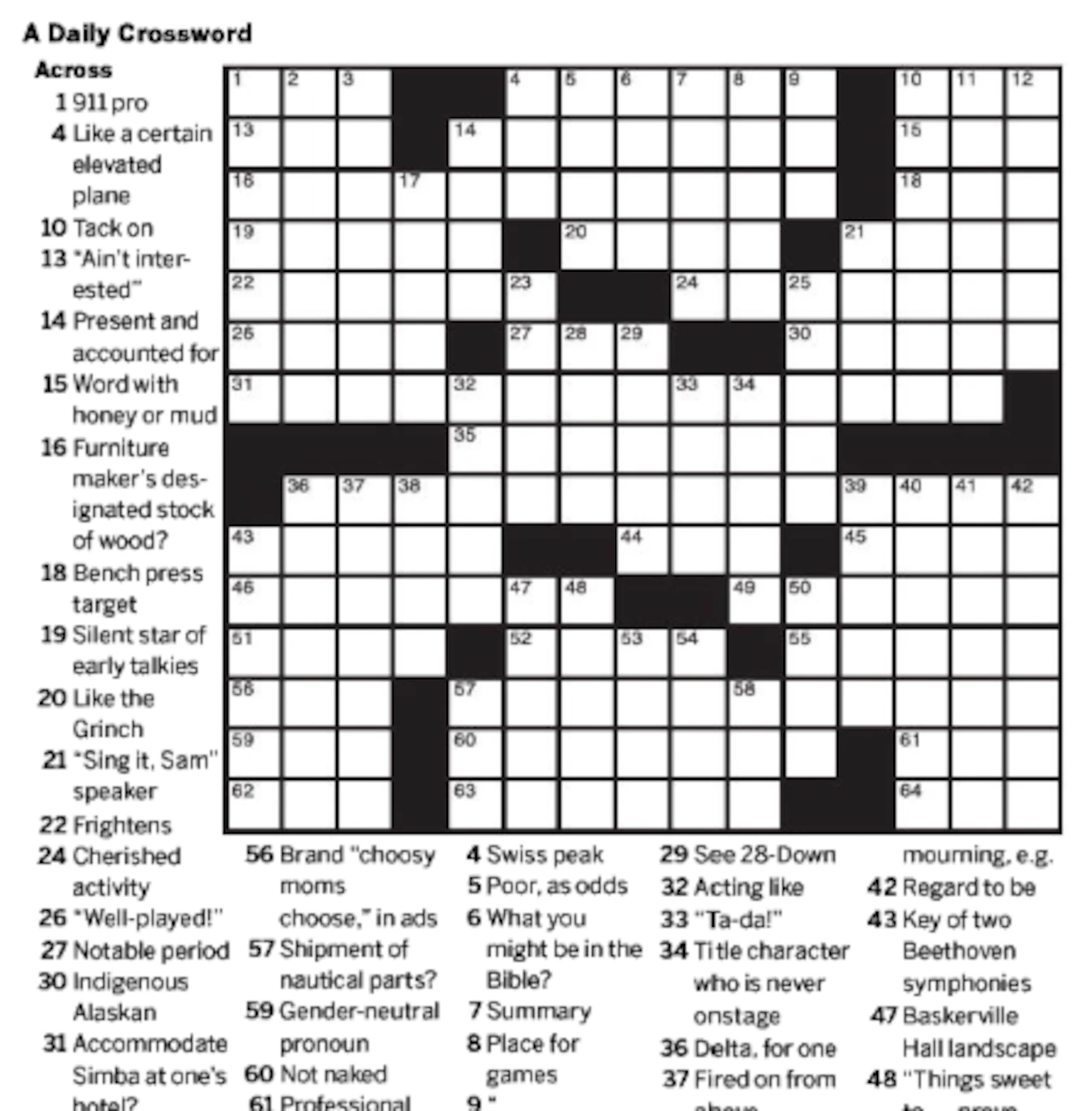 daily crossword puzzles printable