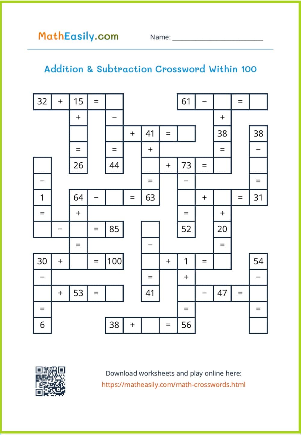 Math Crosswords Math Crosswords