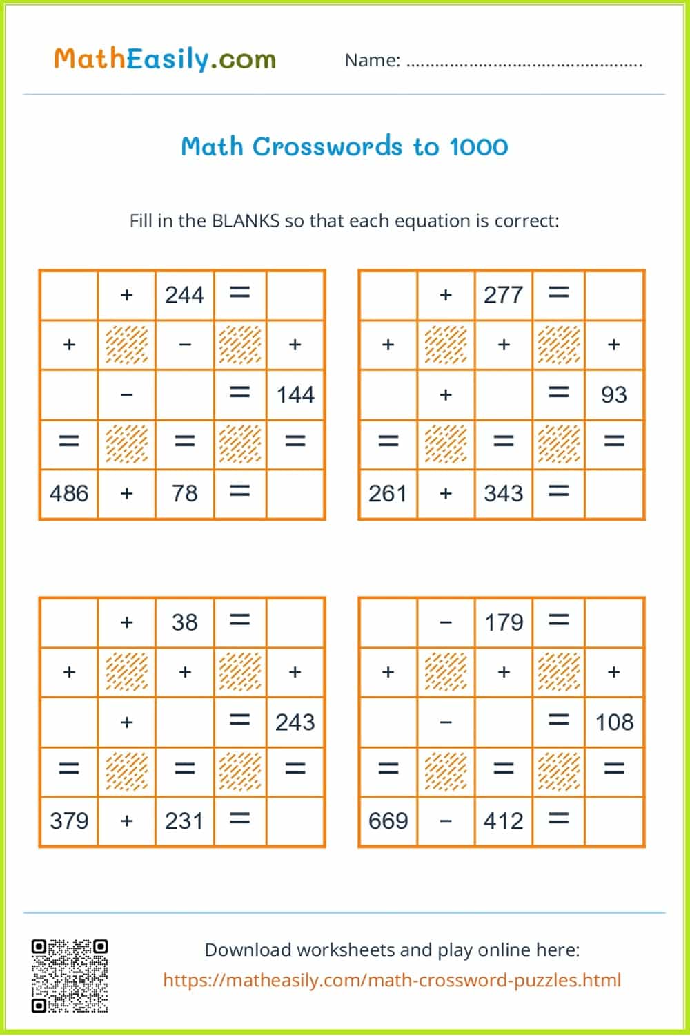 Math Crosswords Math Crosswords