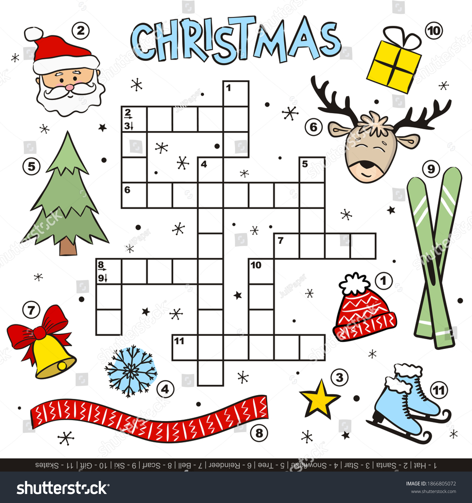 Merry Christmas Crossword Kids Childrens Winter 1866805072