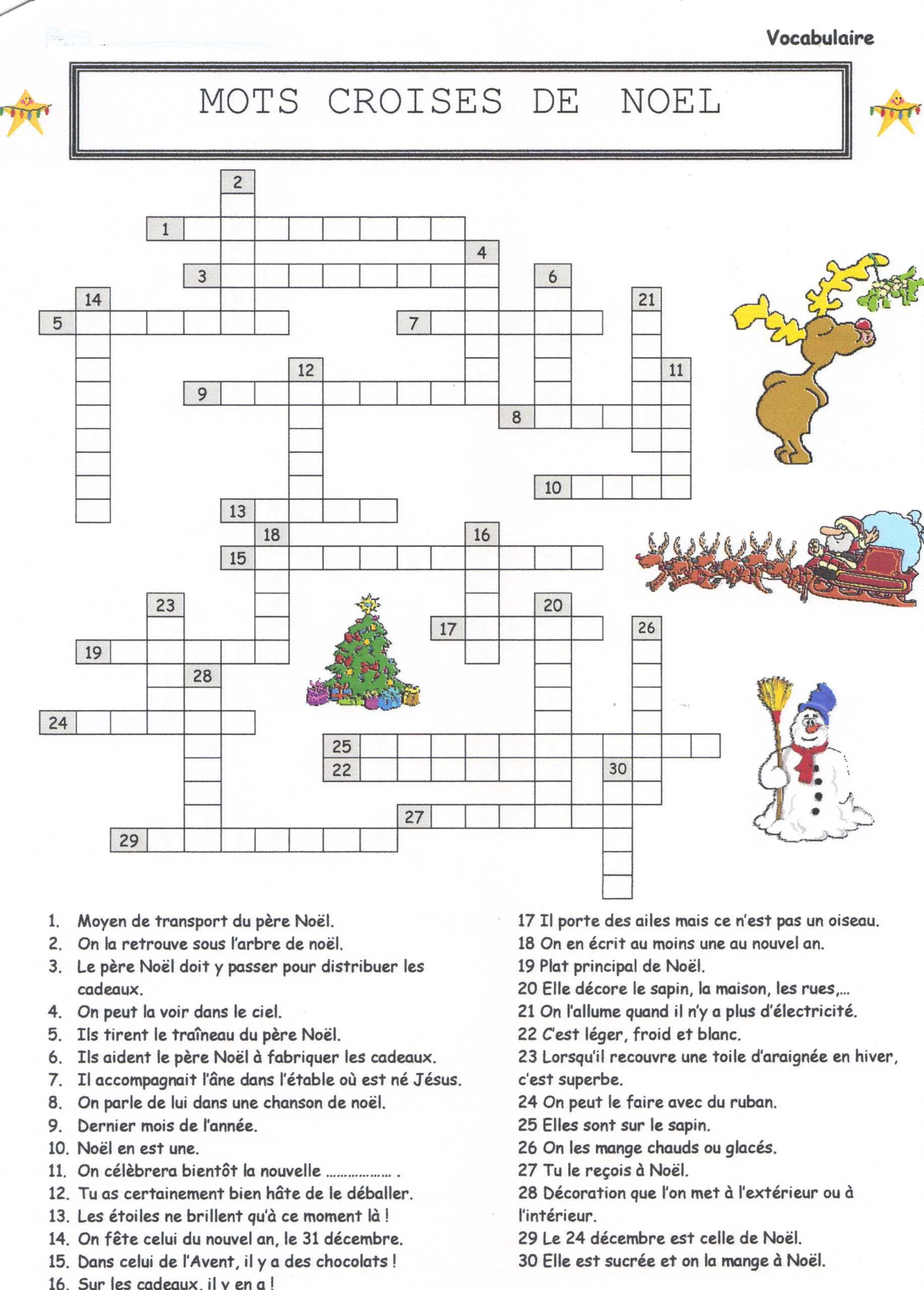 Mots Croises De Noel Christmas Crossword Puzzle