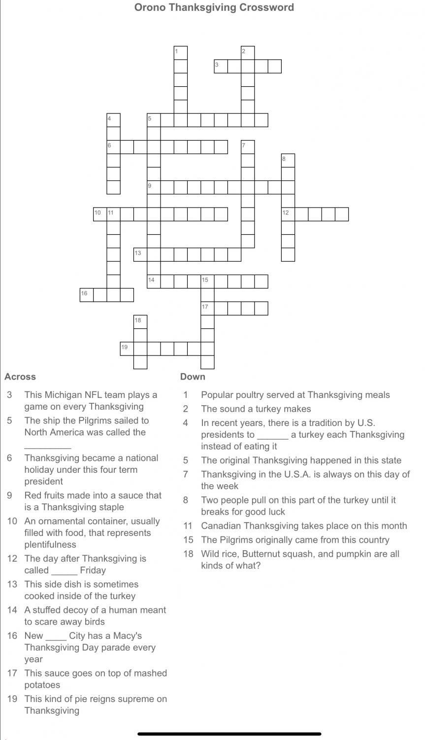 thanksgiving crossword puzzle answers today