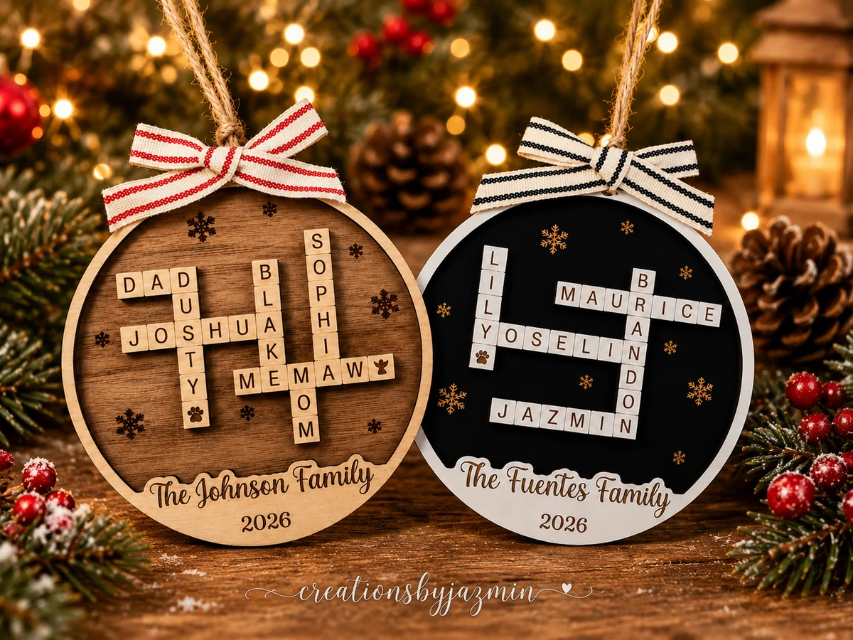 Personalized Family Crossword Ornament Wooden Family Name Ornament Christmas Gift 2026 Personalized Family Crossword Ornament Wooden Family Name Ornament Christmas Gift 2026