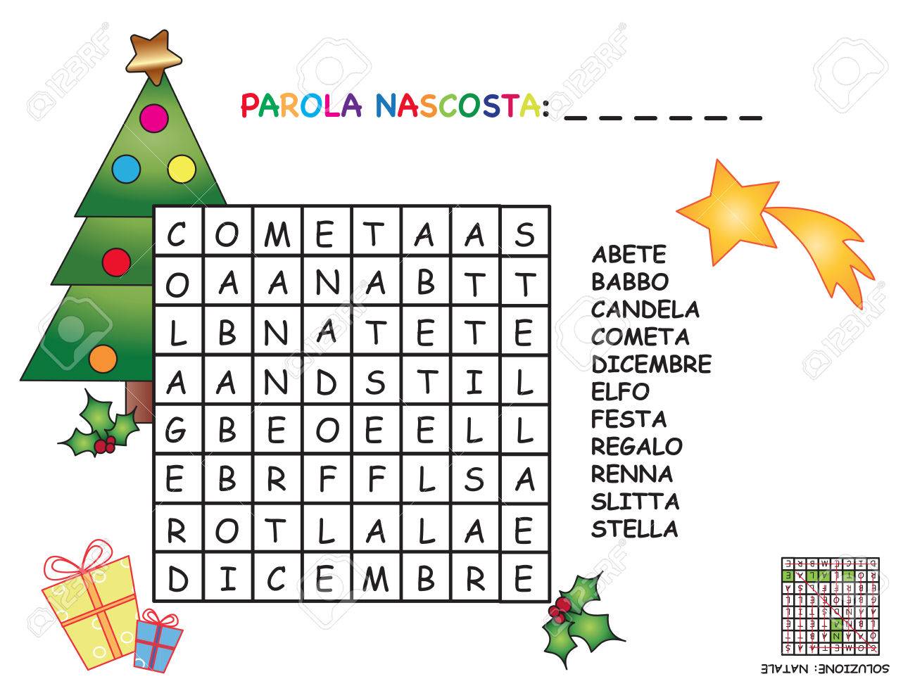 Photo 69239136 Crossword In Italian For Christmas