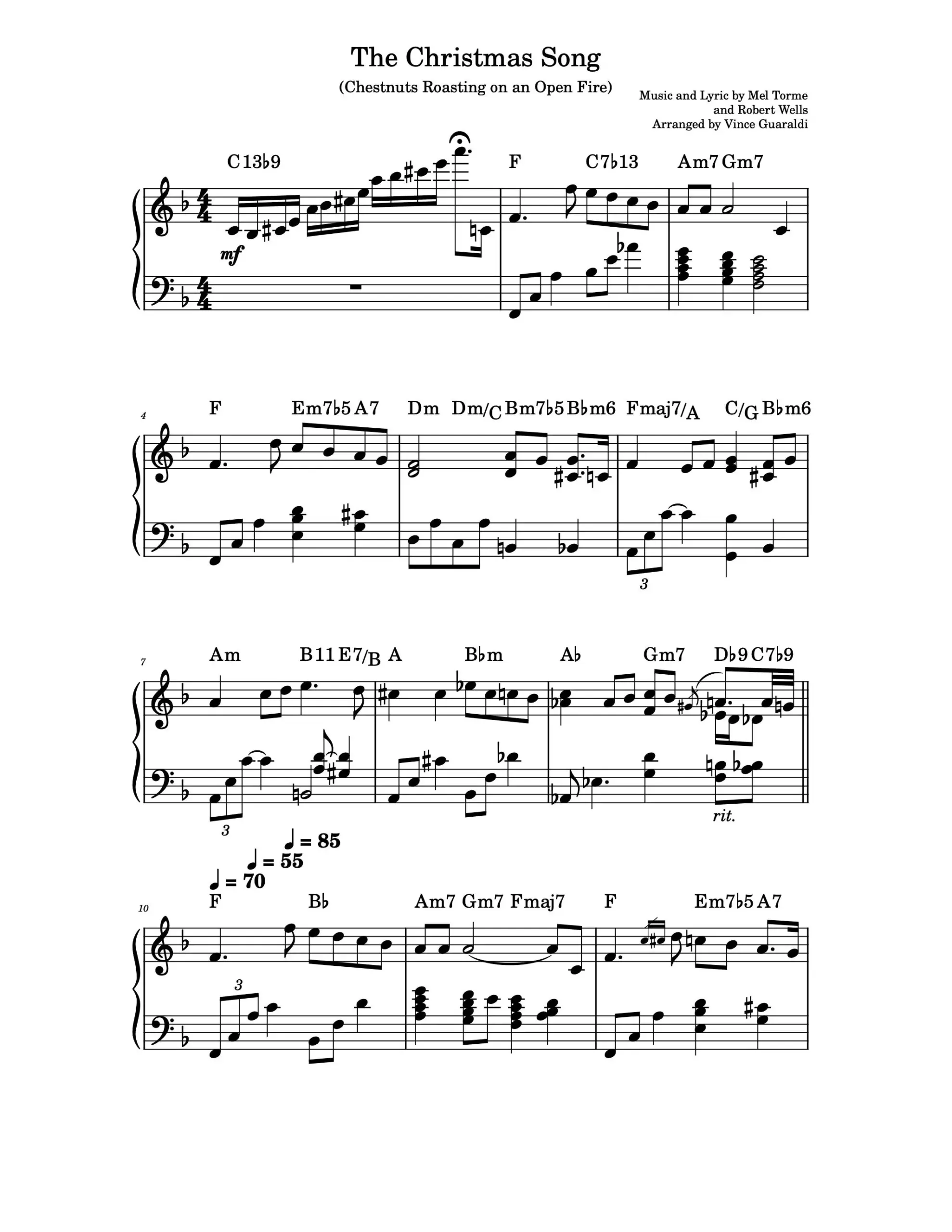 Piano Music Sheets The Christmas Song